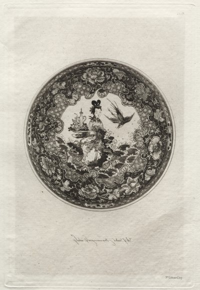 Soucoupe avec Fond Émaillé Riche et Médaillon Représentant la Déesse Kounin - Jules Jacquemart
