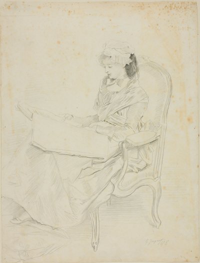 Jeune femme assise lisant - Jules Jacquet