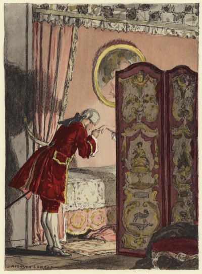 Illustration pour les mémoires de Casanova (lithographie couleur) - Jules Marie Auguste Leroux