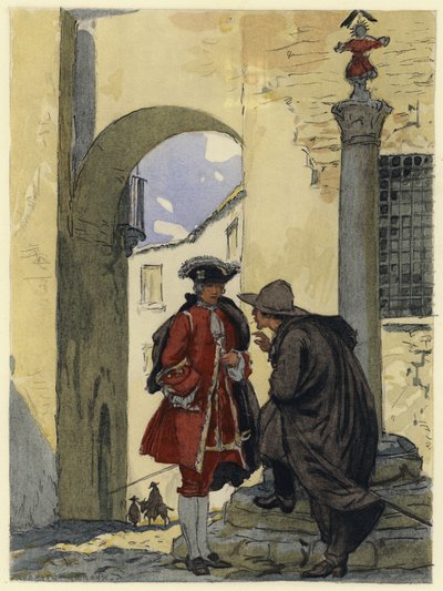 Illustration pour les mémoires de Casanova (lithographie couleur) - Jules Marie Auguste Leroux