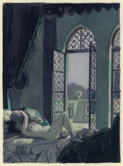 Illustration pour les mémoires de Casanova (lithographie couleur) - Jules Marie Auguste Leroux