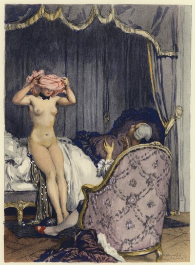 Illustration pour les mémoires de Casanova (lithographie couleur) - Jules Marie Auguste Leroux