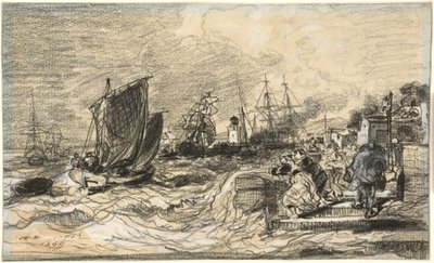Port breton avec une tempête approchant - Jules Noël