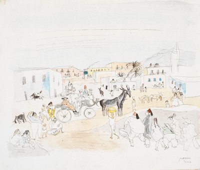 Paysage avec carrosse et figures, Tunis - Jules Pascin