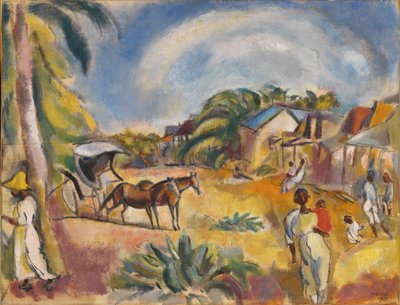 Paysage avec figures et carrosse - Jules Pascin
