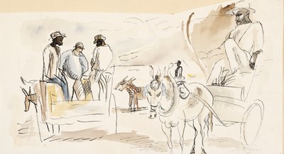 Esclaves et deux chariots - Jules Pascin