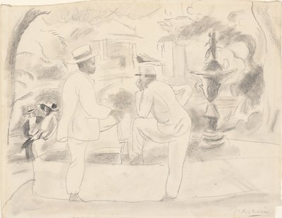 Deux hommes dans le parc - Jules Pascin