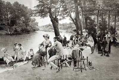 Scène sur la rive de la rivière Marne - Jules Scalbert