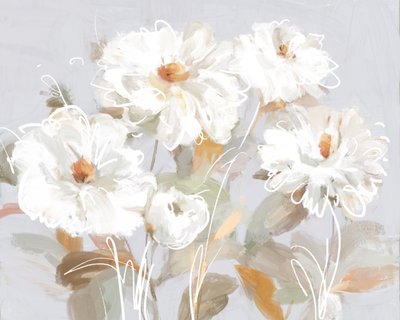 Fleurs blanches abstraites - Julia Cheney