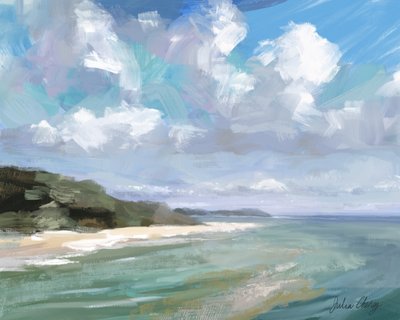 Scène paisible à la plage - Julia Cheney