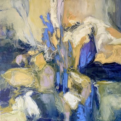 Flux abstrait bleu et jaune - Julia Purinton