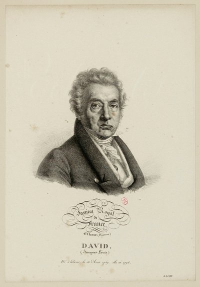 Institut royal de France, 4e classe. (Peinture.) David, (Jacques-Louis.) Né à Paris, le 30 août 1749, élu en 1796. - Julien Leopold Boilly