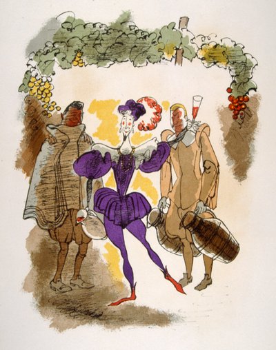 Illustration humoristique sur le vin 1946 - Julien Pavil