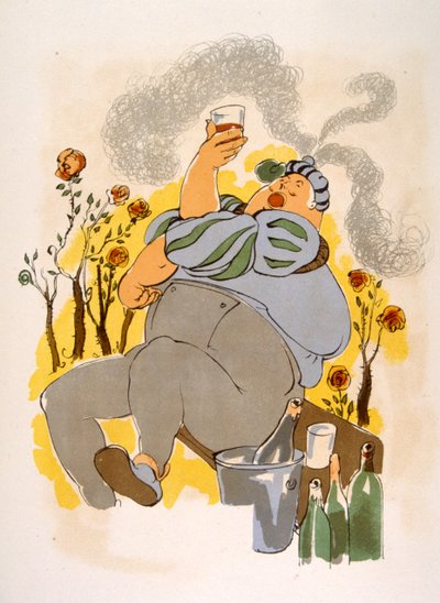 Illustration humoristique de vin 1946 - Julien Pavil