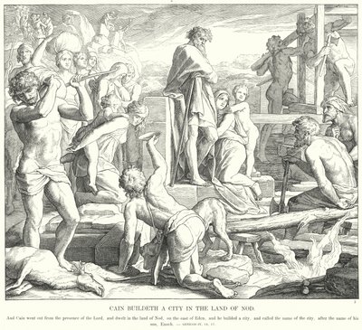 Caïn construit une ville dans le pays de Nod - Julius (after) Schnorr von Carolsfeld