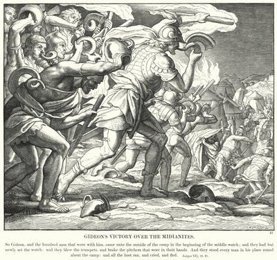 La victoire de Gédéon sur les Madianites (gravure) - Julius (after) Schnorr von Carolsfeld