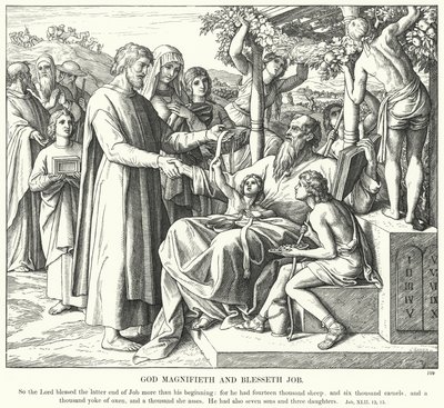 Dieu magnifie et bénit Job (gravure) - Julius (after) Schnorr von Carolsfeld