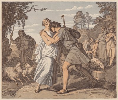 Jacob et Rachel au puits, Genèse, XXIX - Julius (after) Schnorr von Carolsfeld