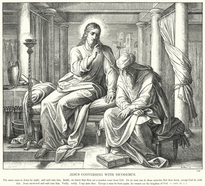 Jésus conversant avec Nicodème (gravure) - Julius (after) Schnorr von Carolsfeld
