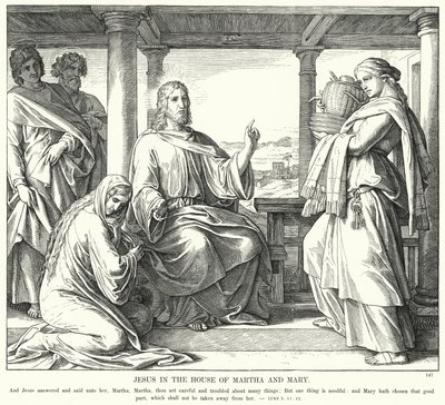 Jésus dans la maison de Marthe et Marie (gravure) - Julius (after) Schnorr von Carolsfeld