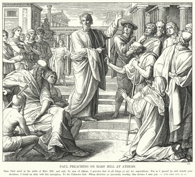 Paul prêchant sur la colline de Mars à Athènes - Julius (after) Schnorr von Carolsfeld