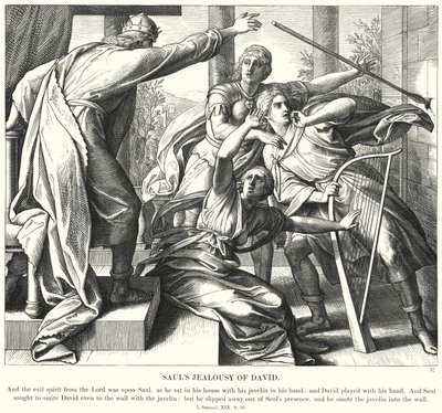 La jalousie de Saül envers David (gravure) - Julius (after) Schnorr von Carolsfeld
