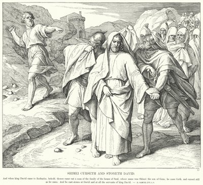 Shimei maudit et lapide David - Julius (after) Schnorr von Carolsfeld