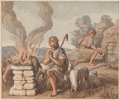 Les Offrandes de Caïn et Abel, Genèse, IV, 3, 4 - Julius (after) Schnorr von Carolsfeld
