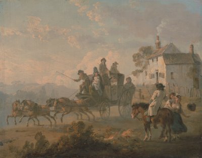 Diligence sur une route de campagne - Julius Caesar Ibbetson