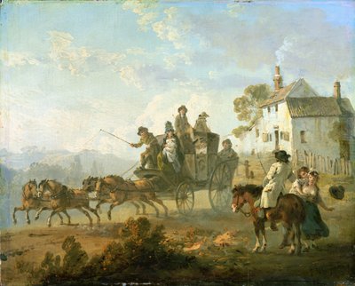 Une diligence sur une route de campagne, 1792 - Julius Caesar Ibbetson