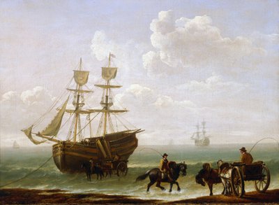 Une brique attrapée sur le rivage, déchargée dans des chariots, vers 1790, par Julius Caesar Ibbetson (1759-1817) - Julius Caesar Ibbetson