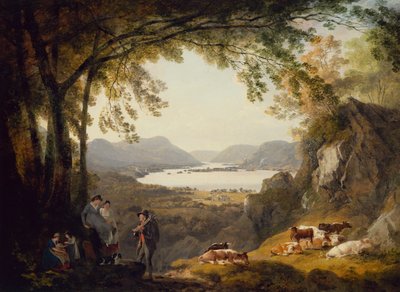 Paysans se reposant avec du bétail dans un paysage boisé - Julius Caesar Ibbetson