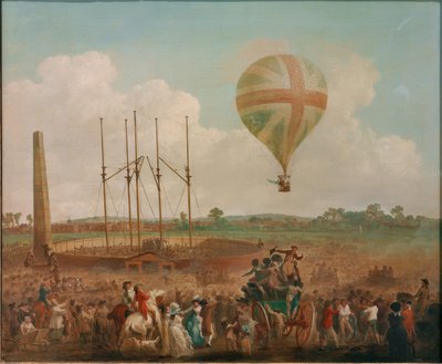 Ascension de George Biggins dans le ballon de Lunardi - Julius Caesar Ibbetson