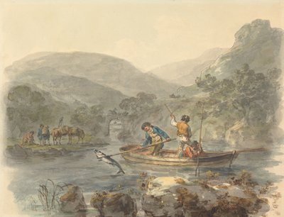 Pêche au saumon à la lance - Julius Caesar Ibbetson
