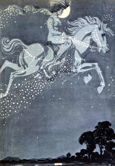 Le promeneur de nuit, fin du XIXe siècle (illustration) - Julius Diez