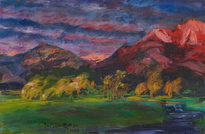 Paysage de collines au crépuscule - Julius Exter