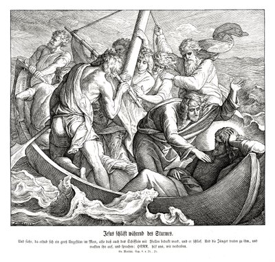Jésus dort pendant la tempête, Évangile de Matthieu - Julius Schnorr von Carolsfeld