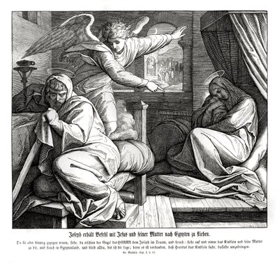 Joseph est averti de fuir en Égypte, Évangile de Matthieu - Julius Schnorr von Carolsfeld