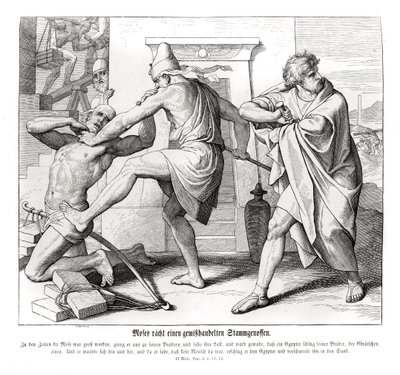 Moïse venge le mauvais traitement de ses frères, Exode - Julius Schnorr von Carolsfeld
