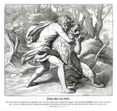 Samson tue un lion - Julius Schnorr von Carolsfeld