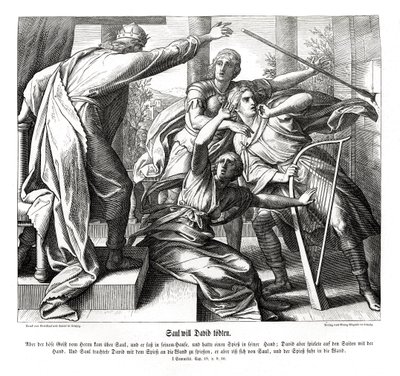 Saül tente de tuer David - Julius Schnorr von Carolsfeld