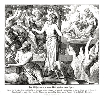 Le riche et le mendiant Lazare, Évangile de Luc - Julius Schnorr von Carolsfeld