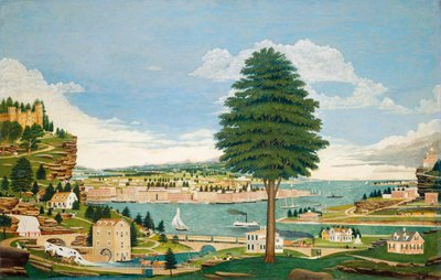 Scène de port composite avec château, vers 1875 - Jurgen Frederick Huge