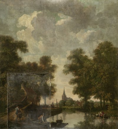 Peinture murale avec un paysage hollandais avec rivière - Jurriaan Andriessen (attributed to)