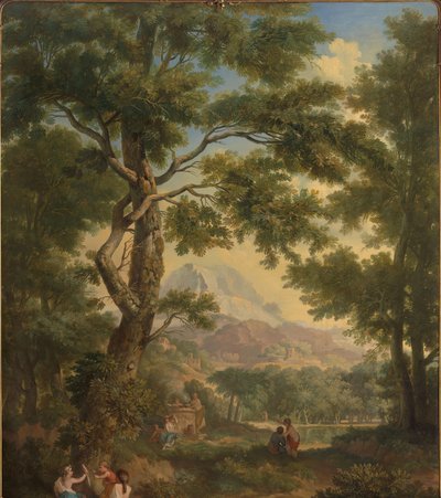 Paysage arcadien avec des enfants avec un oiseau et un chien - Jurriaan Andriessen