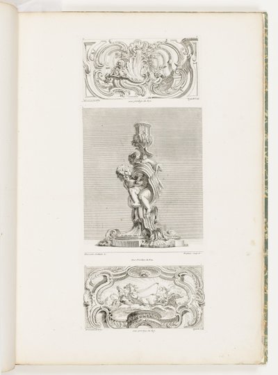 Panneau ornemental avec fontaine de coquillages flanquée de guirlandes et volutes, pl. 22 dans Œuvre de Juste-Aurèle - Juste Aurèle Meissonnier