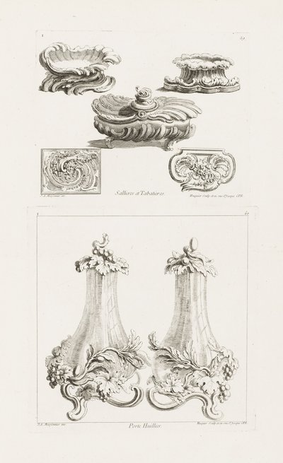 Salières et tabatières, pl. 69 dans Oeuvres - Juste Aurèle Meissonnier