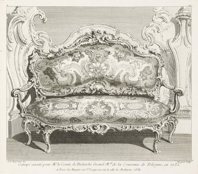 Canapé executé pour Mr. le Comte de Bielinski Grand M.al de la Couronne de Pologne, en 1735.; Canapé exécuté pour le comte de Bielinski en 1735, 4th Plate - Juste Aurèle Meissonnier