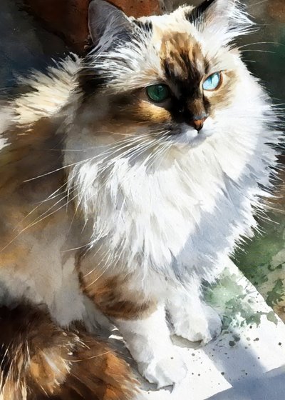 Chat aux yeux brillants peint à l