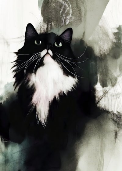 Le chat en smoking curieux - Justyna Jaszke